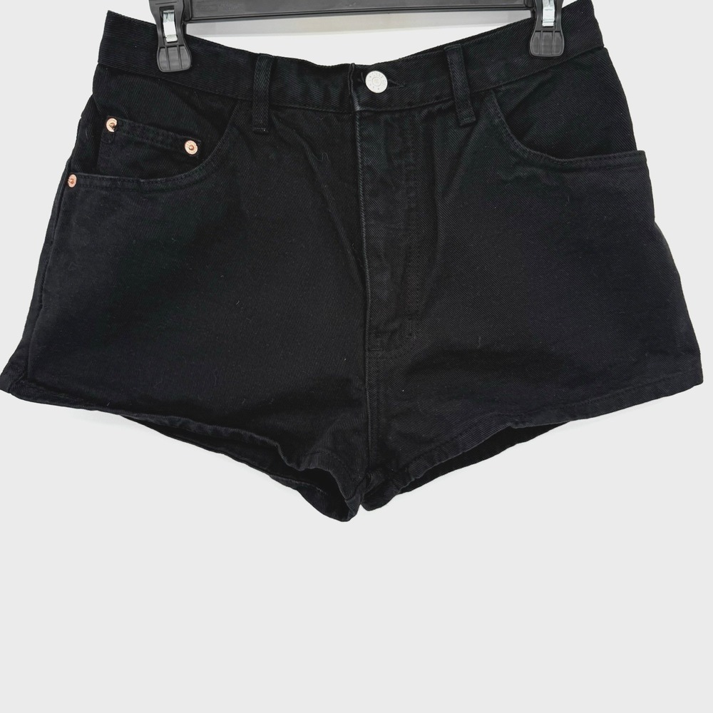 C'est toi Jeans Shorts Women's Large Solid Black Denim Pockets